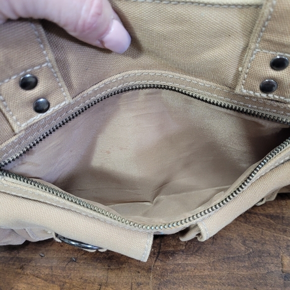 EUC Tommy Hilfiger Tan Canvas Shoulder Bag Women's Purse - Picture 7 of 12